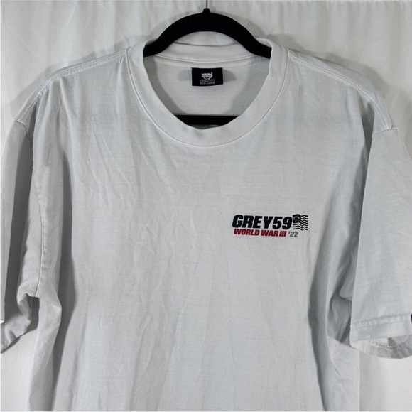 G59 Shirt Men's Large Off White Grey59 World War III '22 Graphic Short Sleeve - Picture 2 of 9